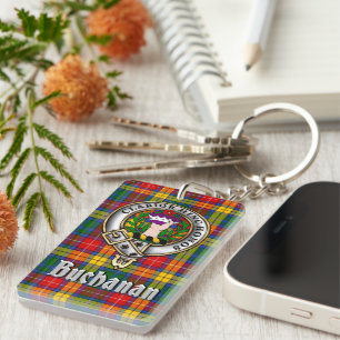 Buchanan Clan-Abzeichen/Tartan-Rechteck Schlüsselanhänger