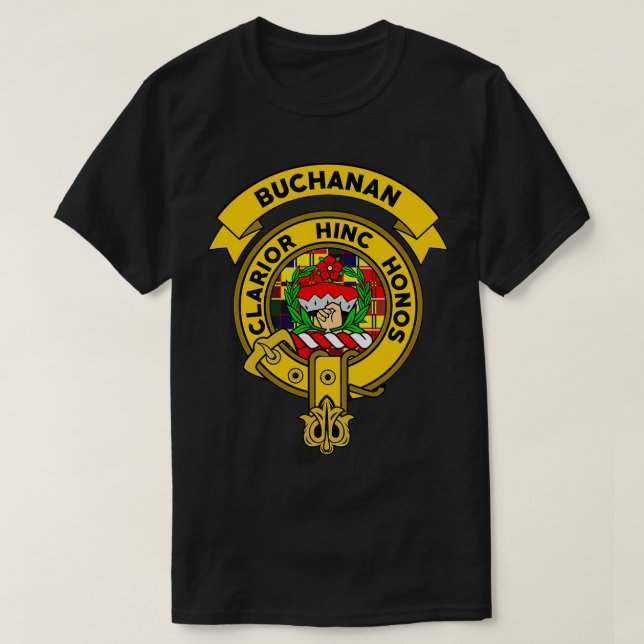 Buchanan Clan Abzeichen Tartan T-Shirt (Design vorne)