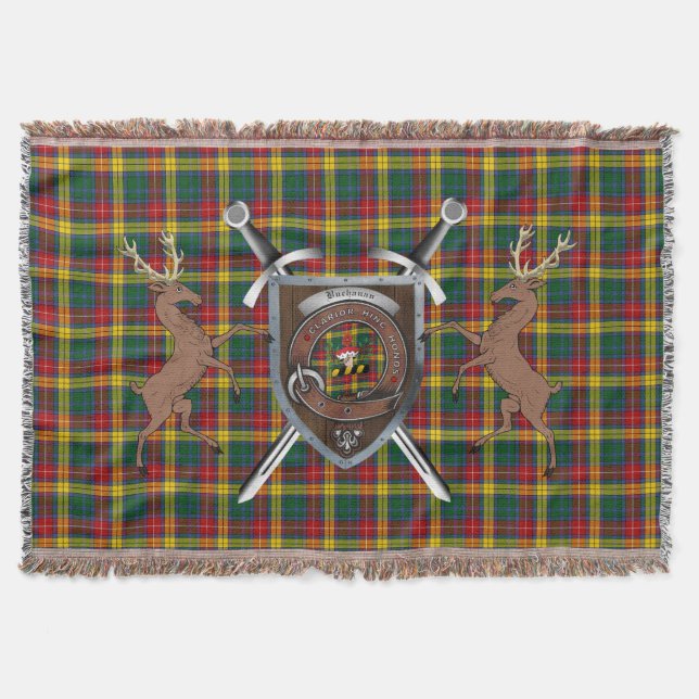 Buchanan Clan Abzeichen & Tartan Throw Blanket Decke (Vorderseite)