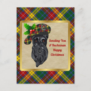 Buchanan Clan Abzeichen & Tartan Weihnachten Postkarte