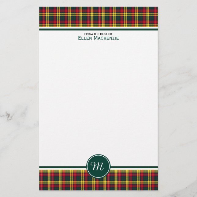 Buchanan Clan Tartan Red and Yellow Kariert Monogr Briefpapier (Vorderseite)
