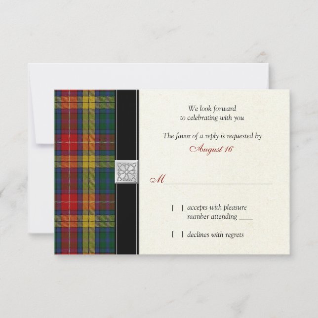 Buchanan Clan Tartan Wedding Reply RSVP Card (Vorderseite)