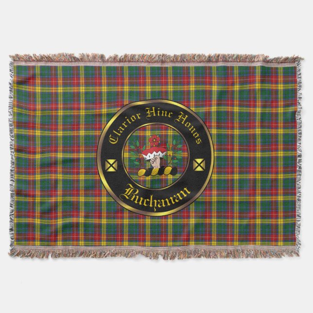 Buchanan Clan Wappen & Tartan Throw Decke (Vorderseite)
