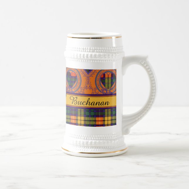 Buchanan-Familienclan karierter schottischer Kilt Bierglas (Rechts)
