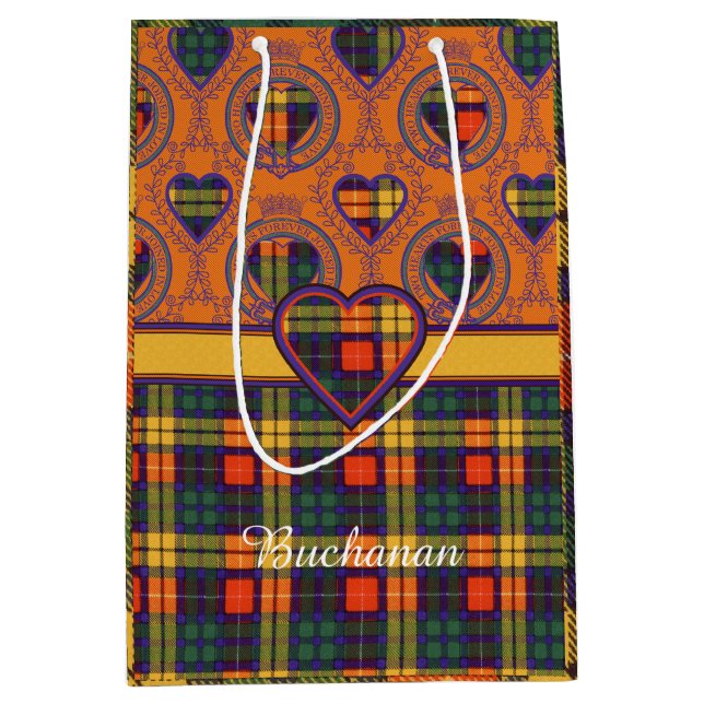 Buchanan-Familienclan karierter schottischer Kilt Mittlere Geschenktüte (Vorderseite)