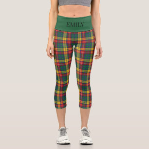 Buchanan Scottish Kariert Red Green Yellow Add Nam Capri Leggings