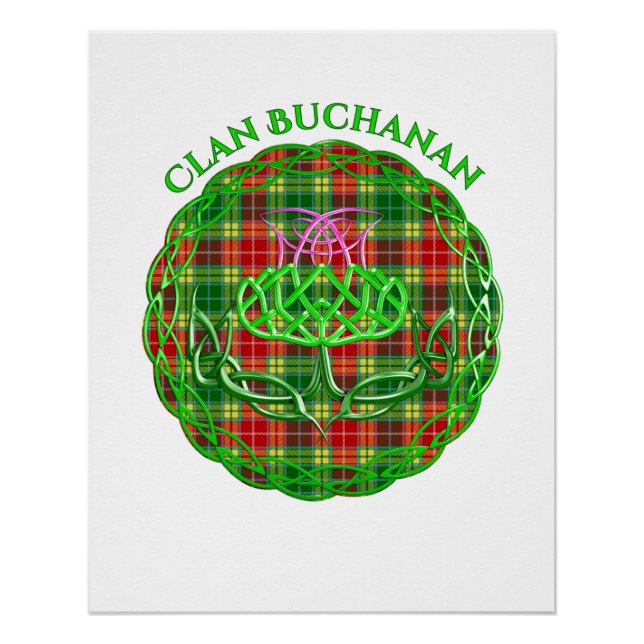 Buchanan Scottish Tartan Celtic Thistle Poster (Vorderseite)