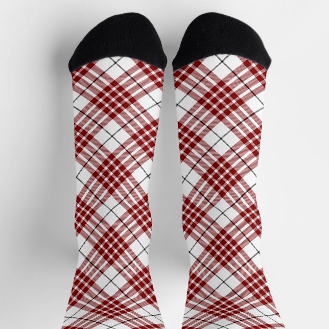 Buchanan-Tartan Rot-Weiß-Kariert Socken (Oben)