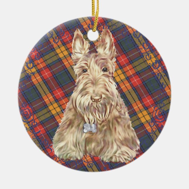 Buchanan Tartan Scottie Keramik Ornament (Vorne)