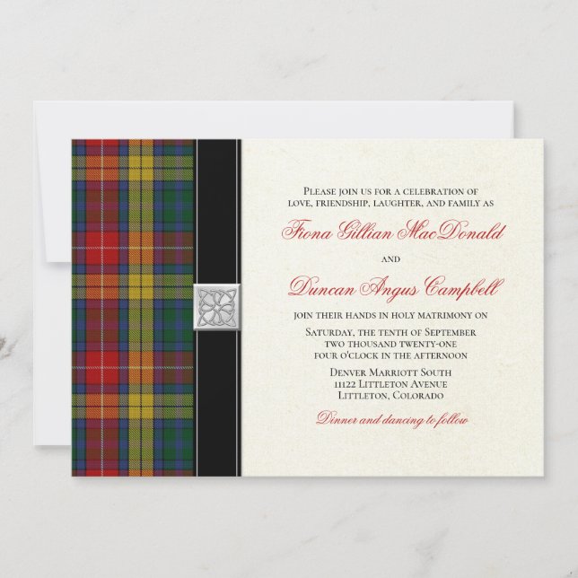 Buchanan Tartan Wedding Einladung (Vorderseite)