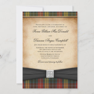 Buchanan Weathered Tartan Wedding Einladung