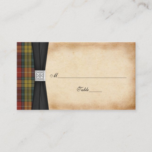 Buchanan Weathered Tartan Wedding Platzkarten 2 (Vorderseite)