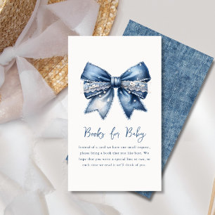 Buchanfrage   Blue Jean Denim Bow Baby Shower Begleitkarte