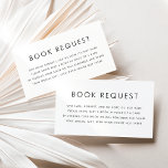 Buchanfrage für Minimalistische Typografie Begleitkarte<br><div class="desc">Frag den Gästen,  ein Buch anstelle einer Karte mit dieser individuell anpassbaren Buchungskarte mitzubringen. Es zeichnet sich durch minimalistische Typografie aus. Personalisieren Sie diese,  indem Sie Ihre Daten hinzufügen. Diese minimalistische Reservierungskarte eignet sich perfekt für jede Babydusche.</div>