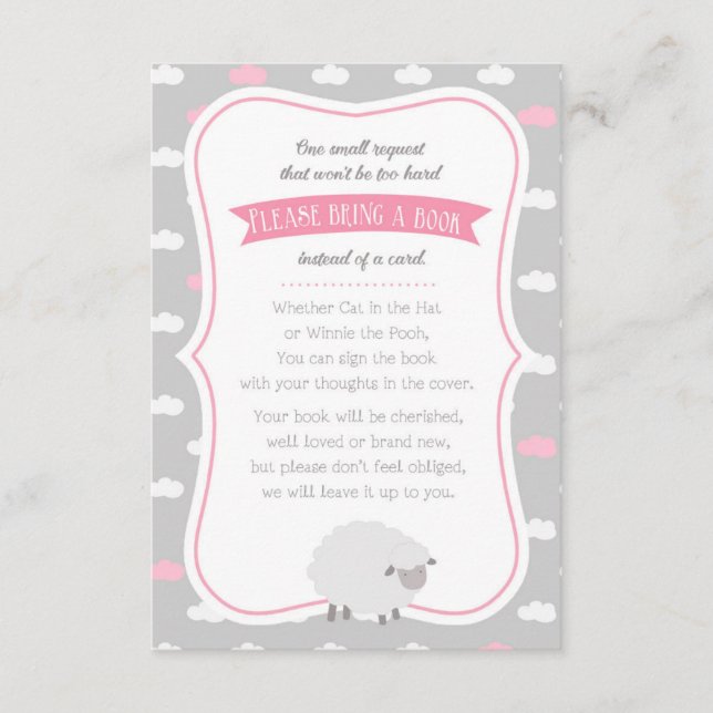 Buchanfrage für Schafe/Lämmer (rosa grau) Begleitkarte (Vorderseite)