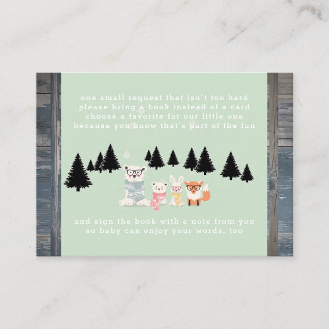 Buchanfrage für Winterwaldwald Tierdusche Begleitkarte (Vorderseite)