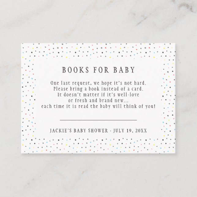 Buchanfrage | Matching Baby Shower Enclosure Card Visitenkarte (Vorderseite)