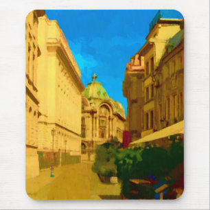 Bucharest Pallace Digital Painting Art Print Mousepad