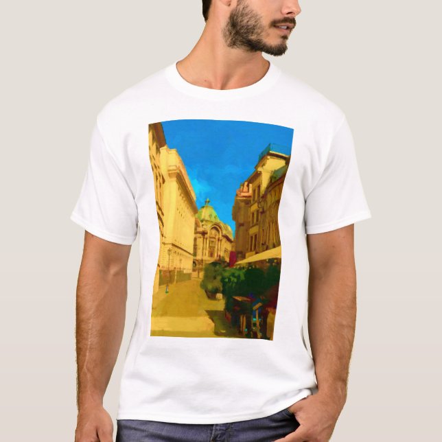 Bucharest Pallace Digital Painting Art Print T-Shirt (Vorderseite)