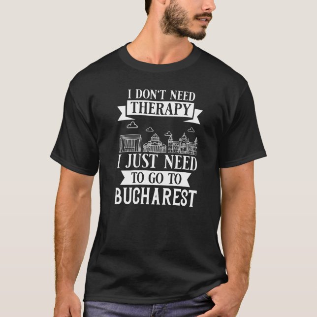 Bucharest Romania City Skyline Map Travel   T-Shirt (Vorderseite)