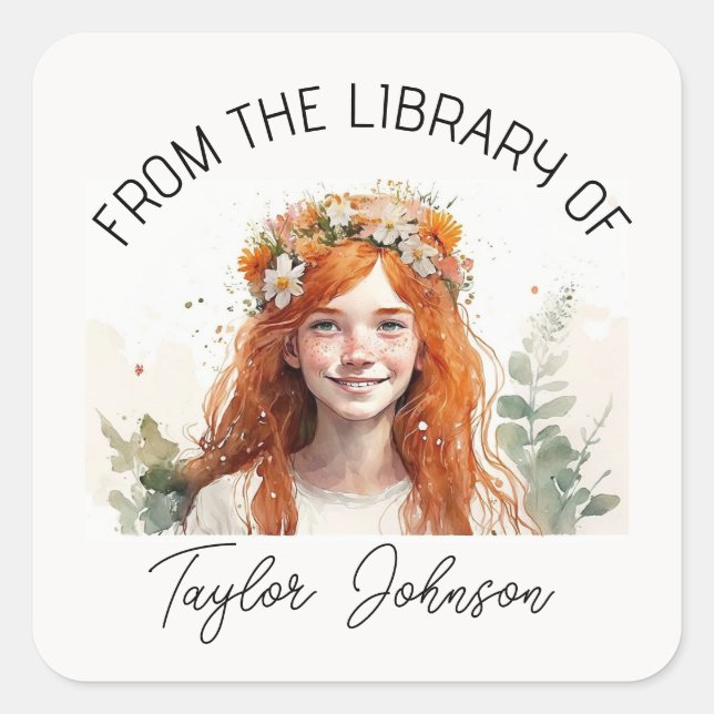 Buchaufkleber, Buchzeichen-Individuelle Name-Label Quadratischer Aufkleber (Vorderseite)