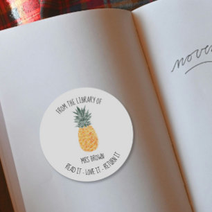 Buchaufkleber, Klebekleber für Lehrer PINEAPPLE Runder Aufkleber