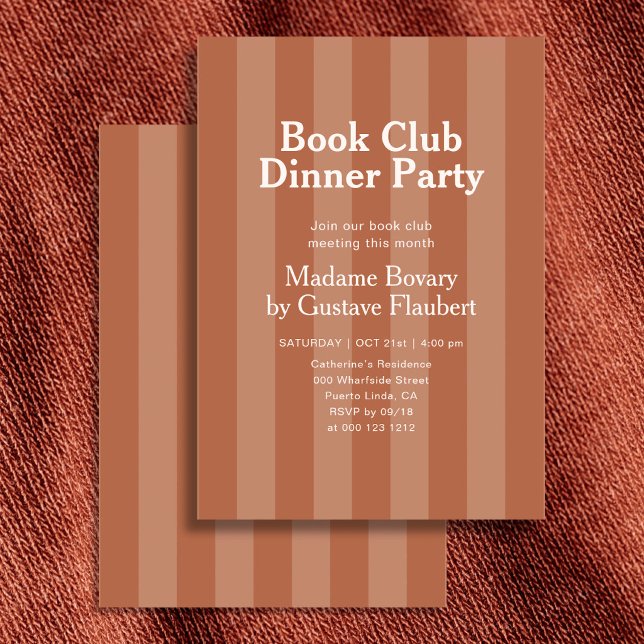 Buchclub-Abendessen Stripe Orange Einladung (Von Creator hochgeladen)
