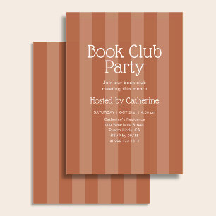 Buchclub-Party Vintage-Streifen Orange Einladung
