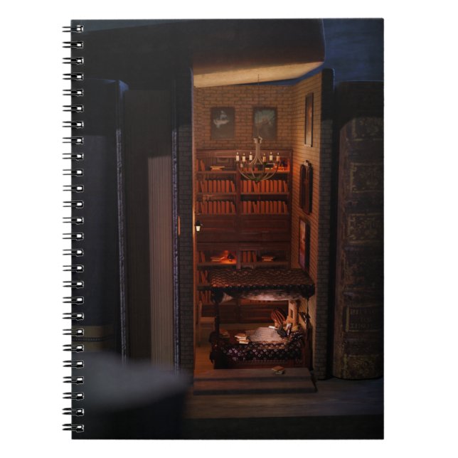 Buchdiorama - Lesen im Bett Notizblock (Vorderseite)