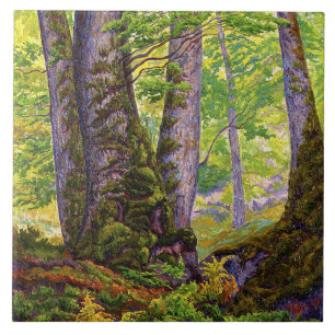 Buche Bäume im Wald (Wald) (Paul Ranson) Fliese