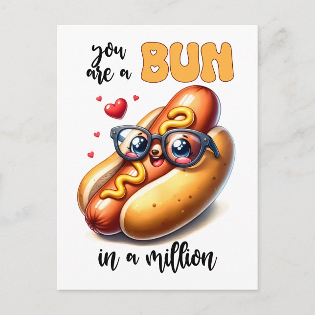 Buchen in einem Million Hotdog Punny Funny Valenti Postkarte (Vorderseite)