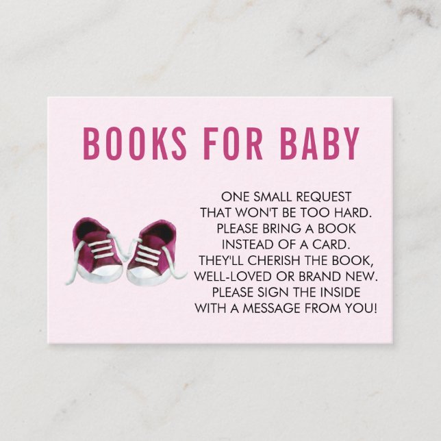Buchen Sie ein Buch für Baby, Pink Sneakers Baby D Begleitkarte (Vorderseite)