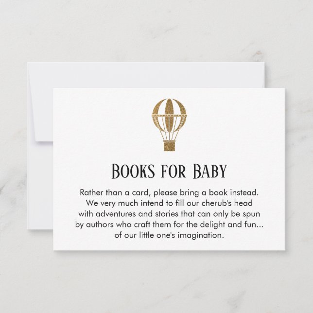 Buchen Sie einfach Gold Glitzer Hot Air Ballon Einladung (Vorderseite)