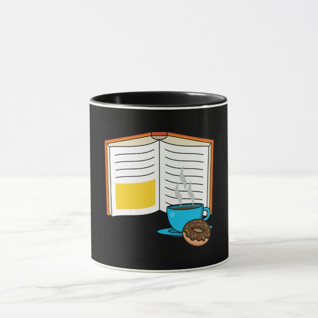 Buchen Sie Kaffee und Donut Cartoon Tasse (Zentrum)