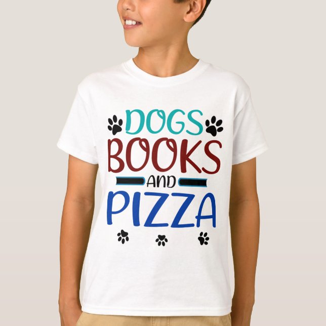 Buchen Sie Lover Hogs Bücher und Pizza Loader T-Shirt (Vorderseite)