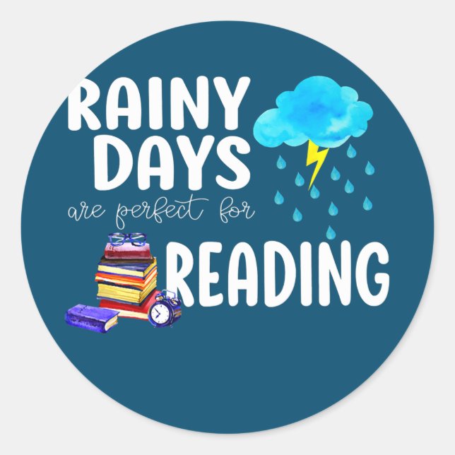 Buchen Sie Lover Reading Rainy Days Bookworm Runder Aufkleber (Vorderseite)