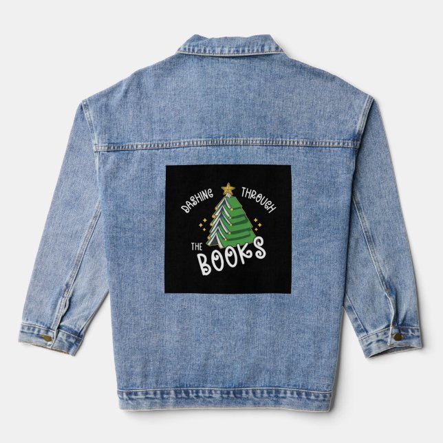 Buchen Sie Lover Weihnachtsbaum Reading Jeansjacke (Rückseite)