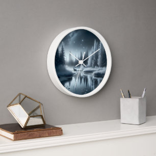 Buchen Sie nachts in einem Winter River Uhr
