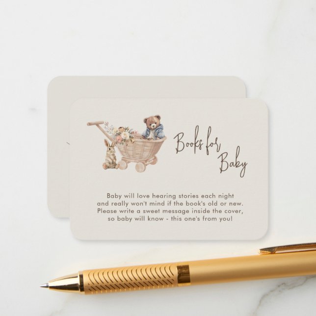 Buchen Sie neutrale Babyspielzeuge Babydusche Begleitkarte (Vorderseite/Rückseite Beispiel)