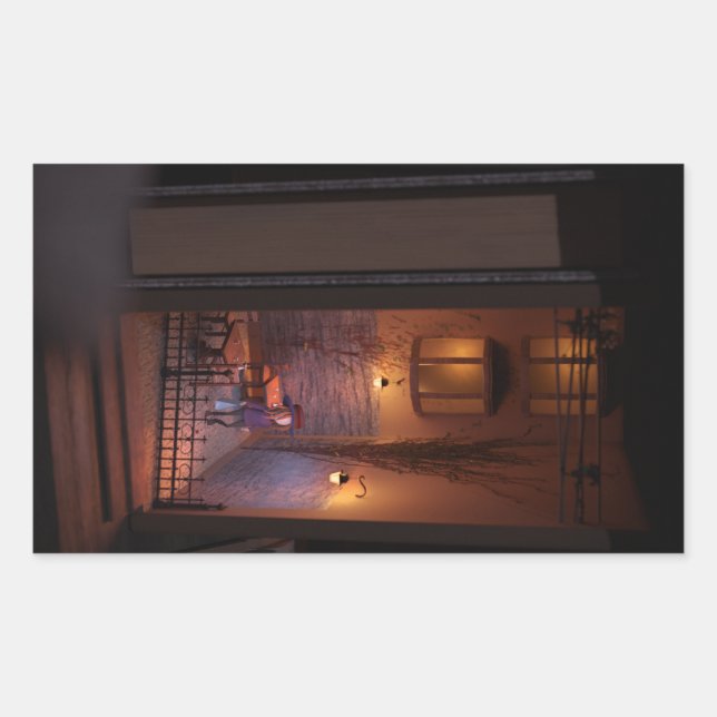 Buchen Sie nook diorama - gegangen Shopping Rechteckiger Aufkleber (Vorderseite)