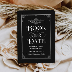 Buchen Sie unser Vintages Black Book Cover Hochzei Save The Date