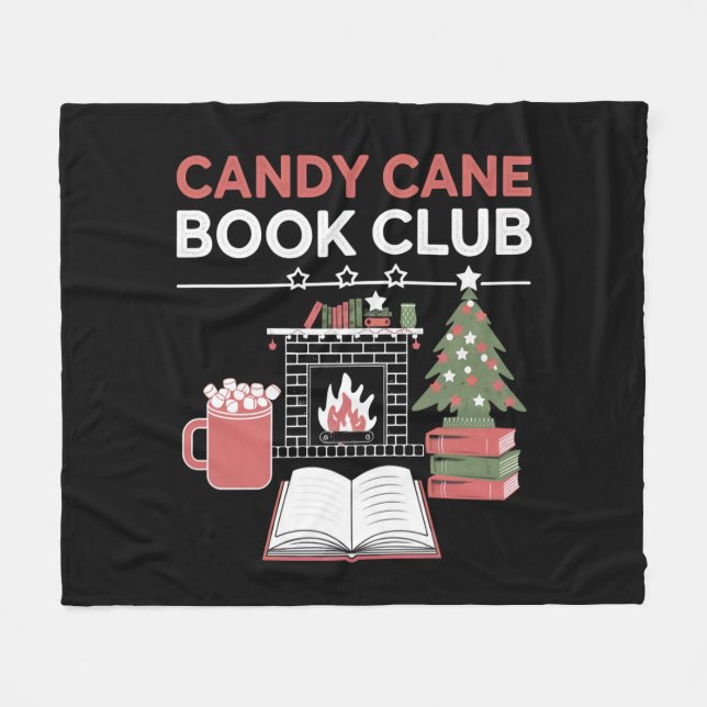 Buchen Sie Weihnachts Candy Cane Book Club Buchen Fleecedecke (Vorderseite (Horizontal))