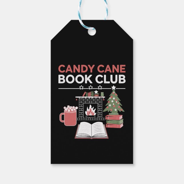 Buchen Sie Weihnachts Candy Cane Book Club Buchen Geschenkanhänger (Rückseite)