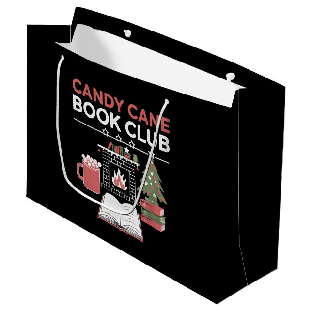 Buchen Sie Weihnachts Candy Cane Book Club Buchen Große Geschenktüte (Vorderseite Schrägansicht)
