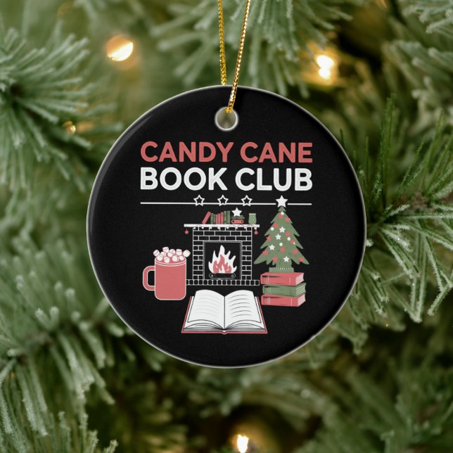Buchen Sie Weihnachts Candy Cane Book Club Buchen Keramik Ornament (Baum)
