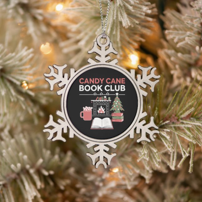 Buchen Sie Weihnachts Candy Cane Book Club Buchen Schneeflocken Zinn-Ornament (Baum)