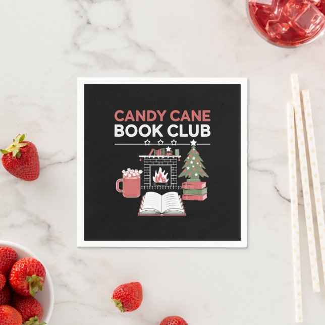 Buchen Sie Weihnachts Candy Cane Book Club Buchen Serviette (Beispiel)