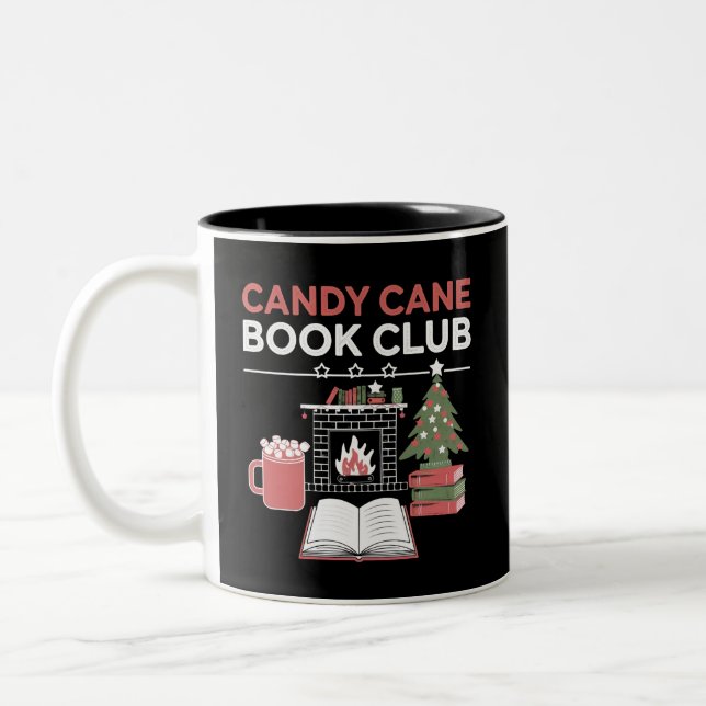 Buchen Sie Weihnachts Candy Cane Book Club Buchen Zweifarbige Tasse (Links)
