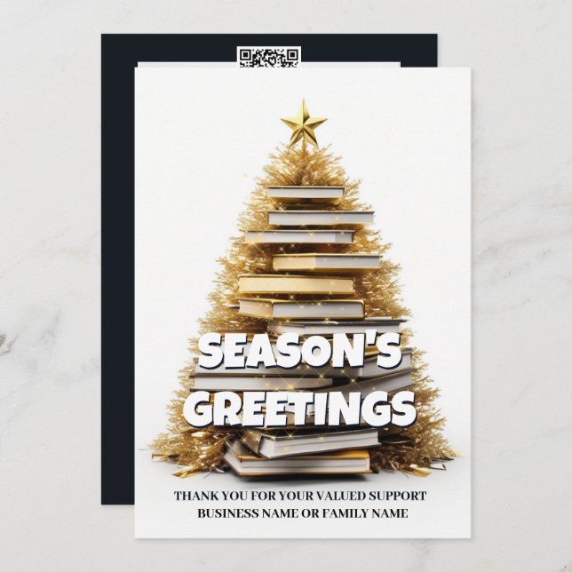 Buchen Sie Weihnachtsbaumschreiber Feiertage Foto Feiertagskarte (Vorne/Hinten)