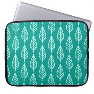 Buchenblattmuster - Pfau und Aqua Laptopschutzhülle